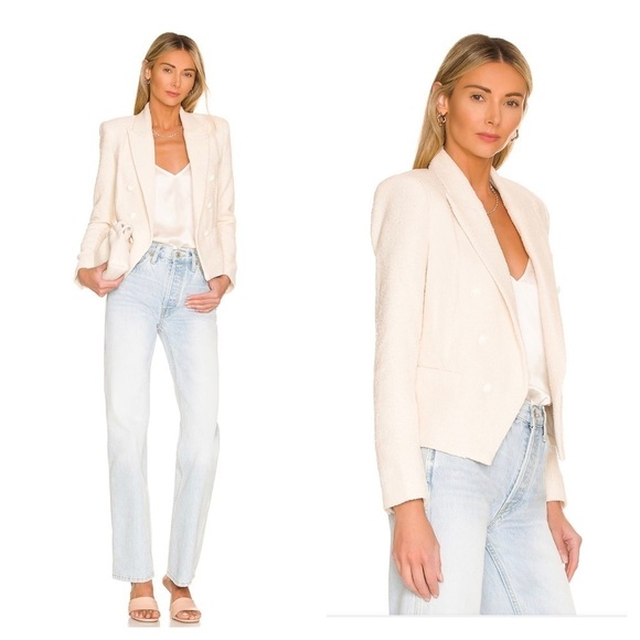 L’AGENCE Brooke Double Breasted Crop Blazer Jacket - Picture 1 of 6